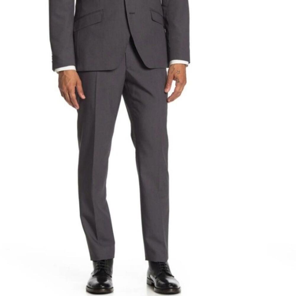 Saville Row Brixton Pants Mens Size 36W Gray Flat Front Dress Slacks Office Wear